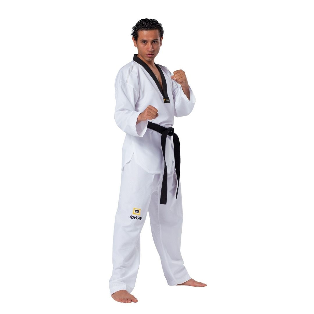KWON NZ AUSTRALIA Fightlite WT Taekwondo Uniform Black Collar